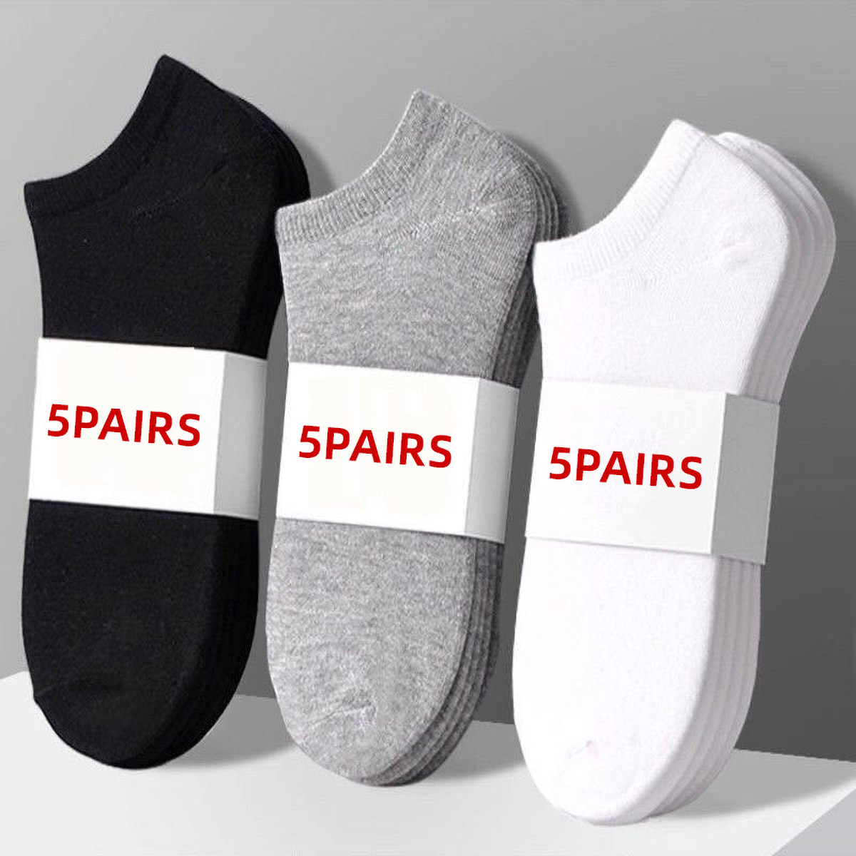 Ankle Sock Low Cut - 5 пар унисекс повседневных однотонных носков-лодочек,