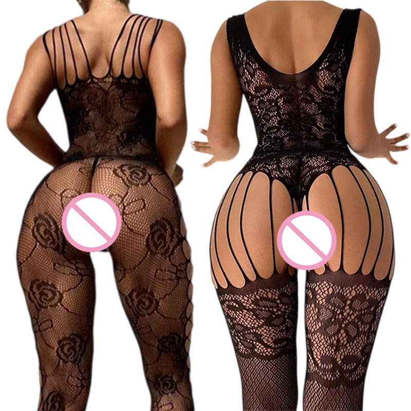 Fishnet Stocking Women - Черные мягкие эластичные чулки без вырезов,