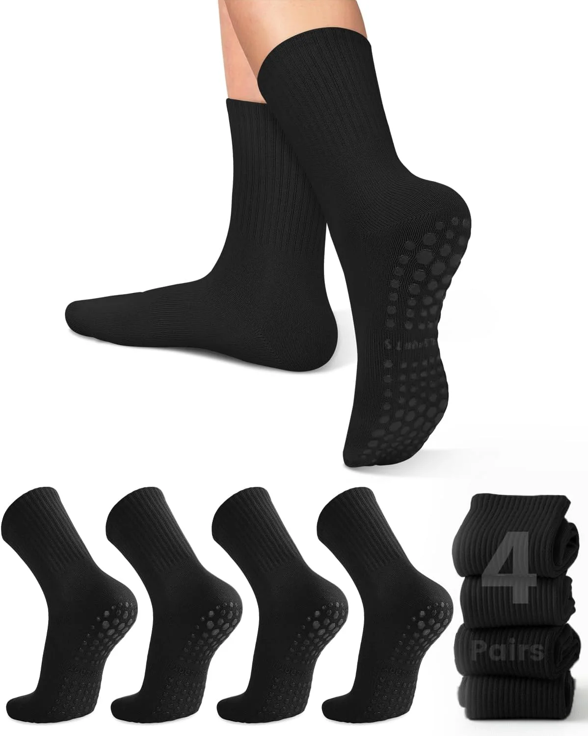 Grip Sock Yoga - 4 пары женских носков для йоги,