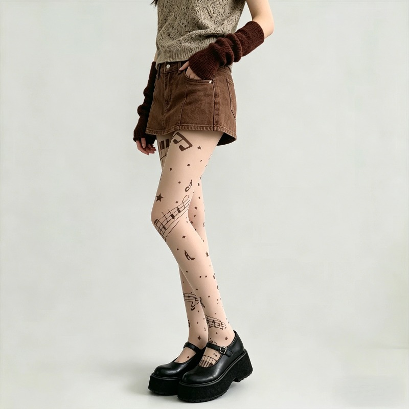 Прозрачные колготки с принтом  – обзор и цена Tights Pantyhose Sheer