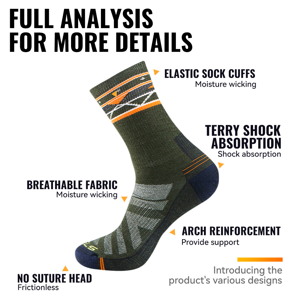 WRELS 1/2/3 пары походных носк – обзор и цена Wool Hiking Sock
